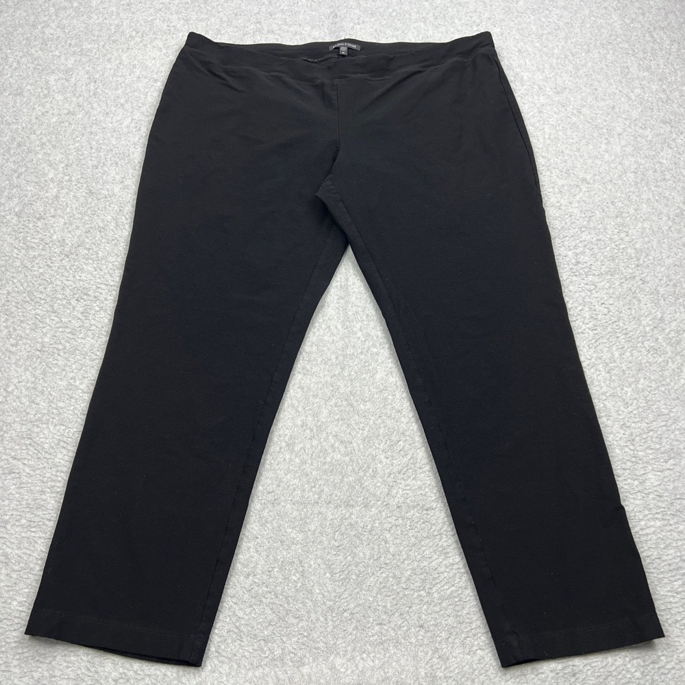 Eileen Fisher Pants Women's XL Black Washable Crepe Slim Straight Pull On P8696M